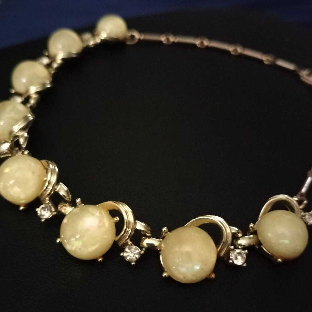 Vintage 1950 Yellow Moonstone Choker by Coro - image 3