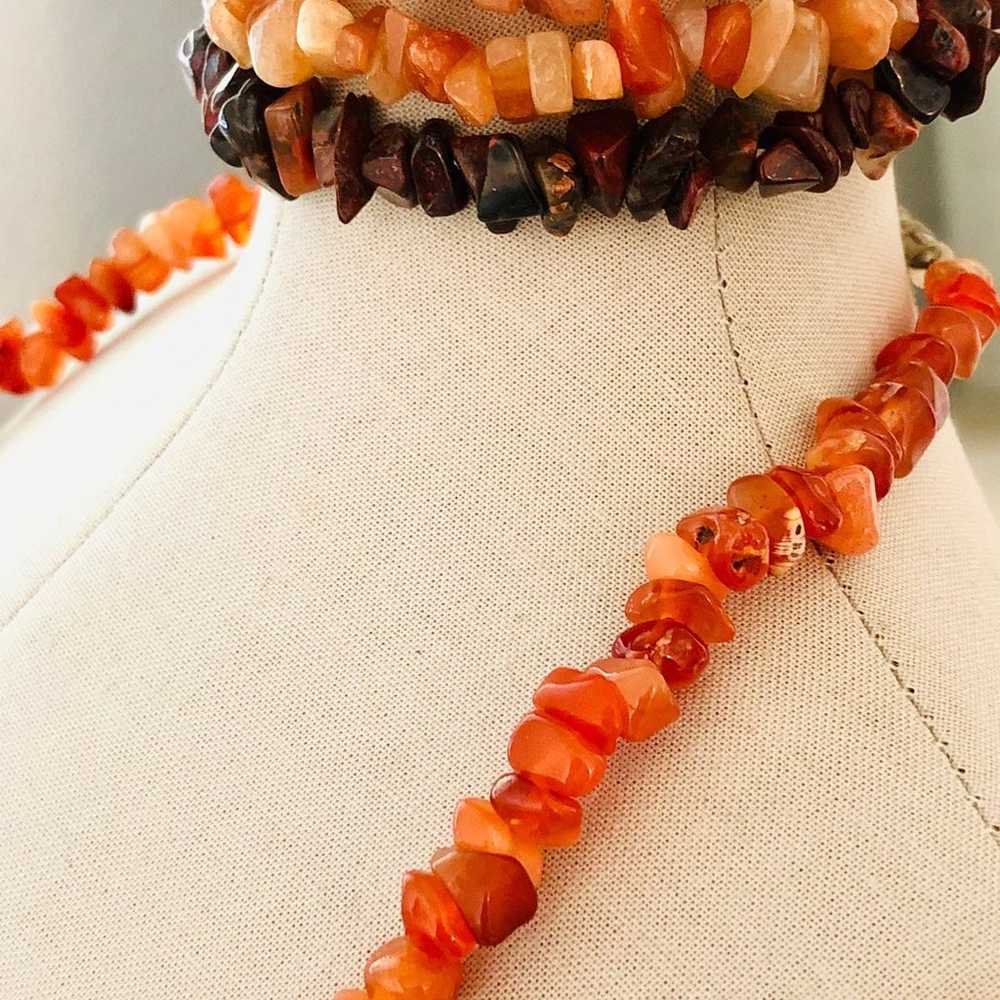 Vintage Natural Orange Stone Necklace & Bracelet … - image 10