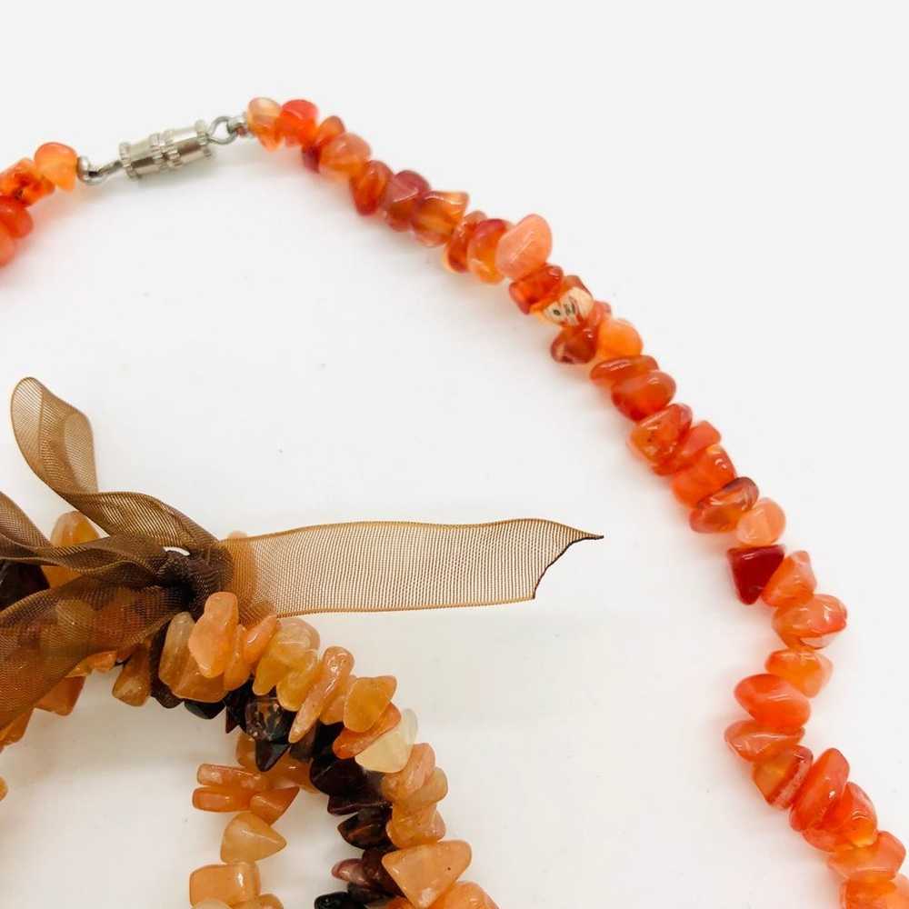 Vintage Natural Orange Stone Necklace & Bracelet … - image 11