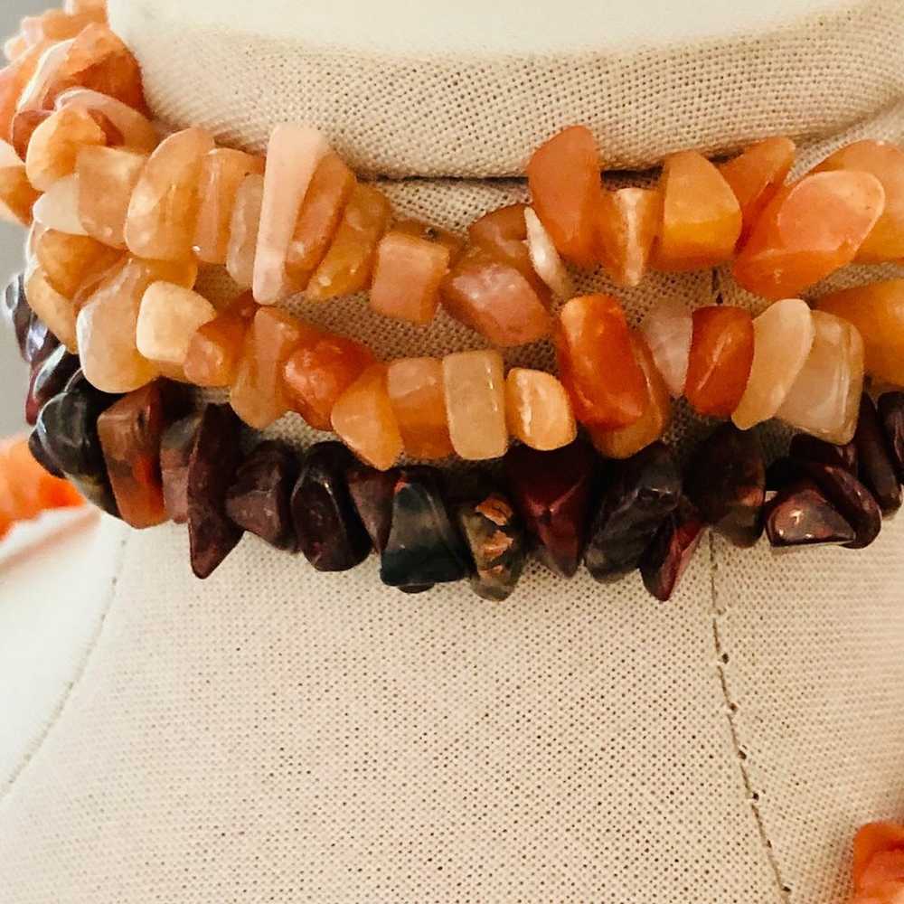 Vintage Natural Orange Stone Necklace & Bracelet … - image 12