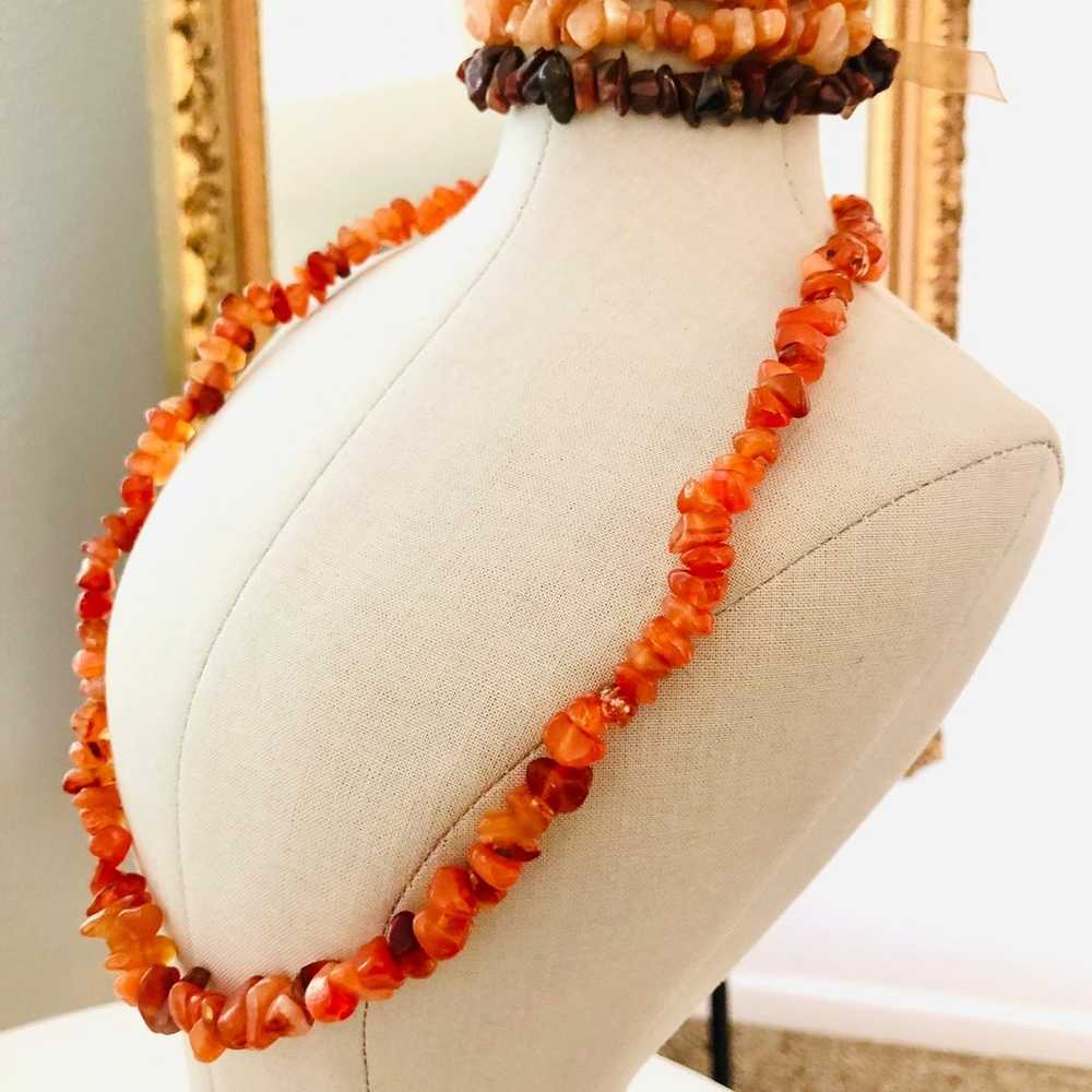 Vintage Natural Orange Stone Necklace & Bracelet … - image 3