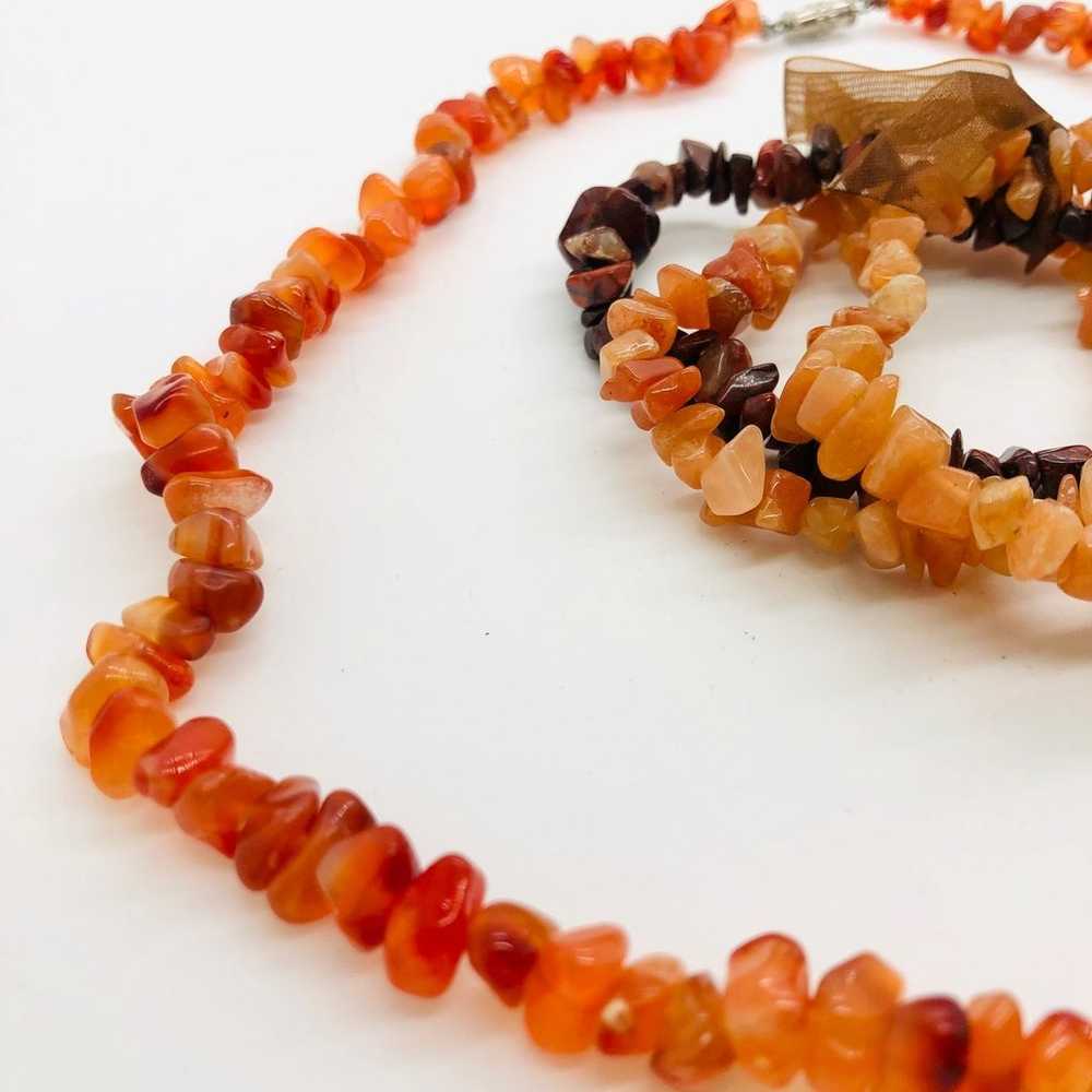 Vintage Natural Orange Stone Necklace & Bracelet … - image 7