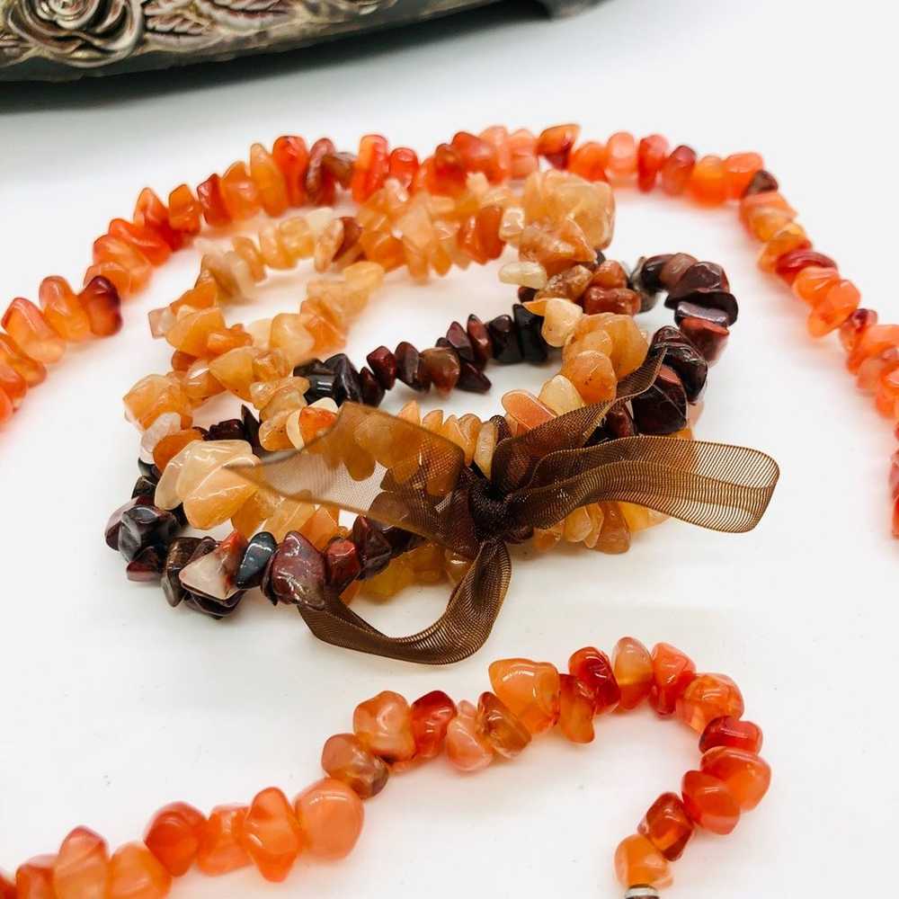 Vintage Natural Orange Stone Necklace & Bracelet … - image 9