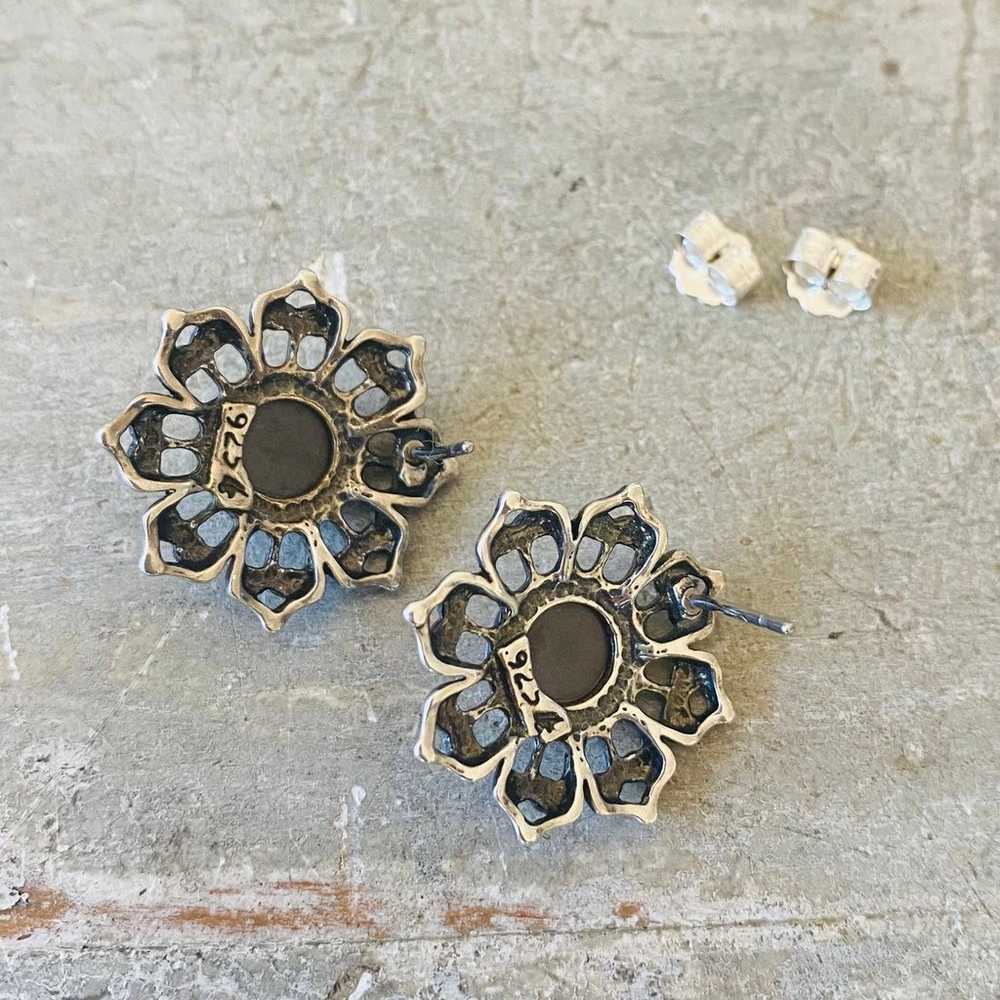 Artisan Vintage Sterling Silver & Hematite Floral… - image 3