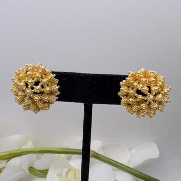 Coro Gold Tone Brutalist Modernist Atomic Clip Ea… - image 1