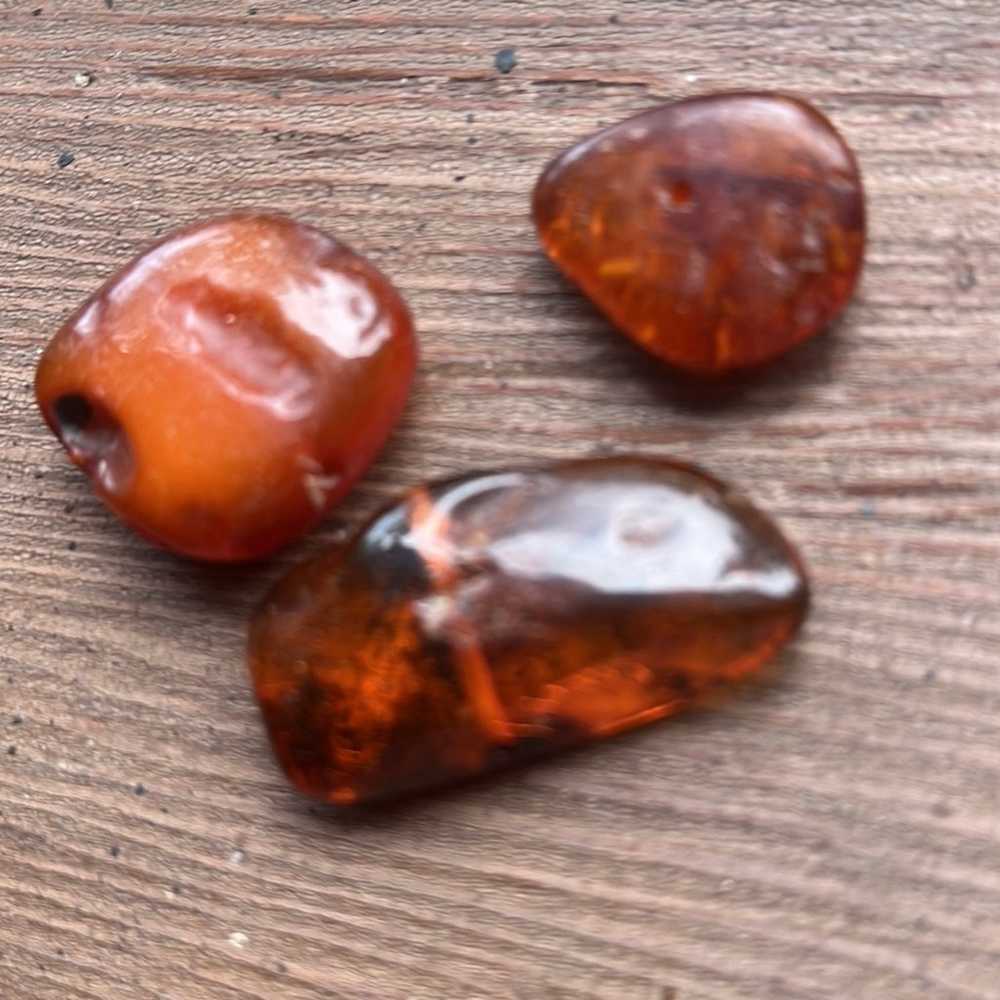 Three authentic Baltic amber beads chunky pendant - image 1