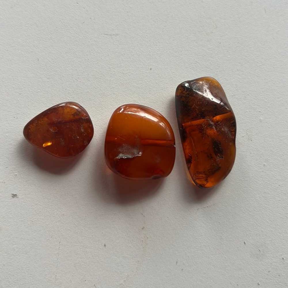 Three authentic Baltic amber beads chunky pendant - image 2