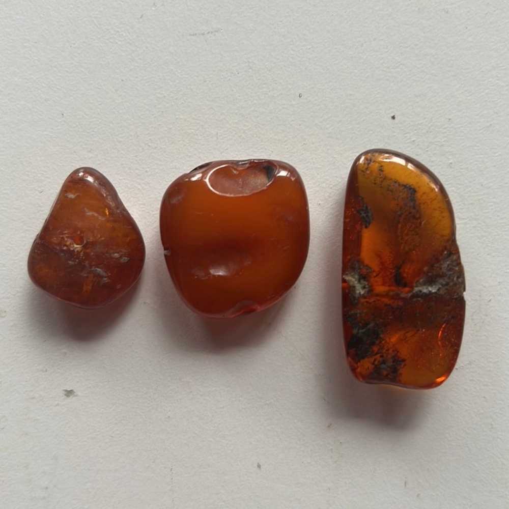 Three authentic Baltic amber beads chunky pendant - image 3