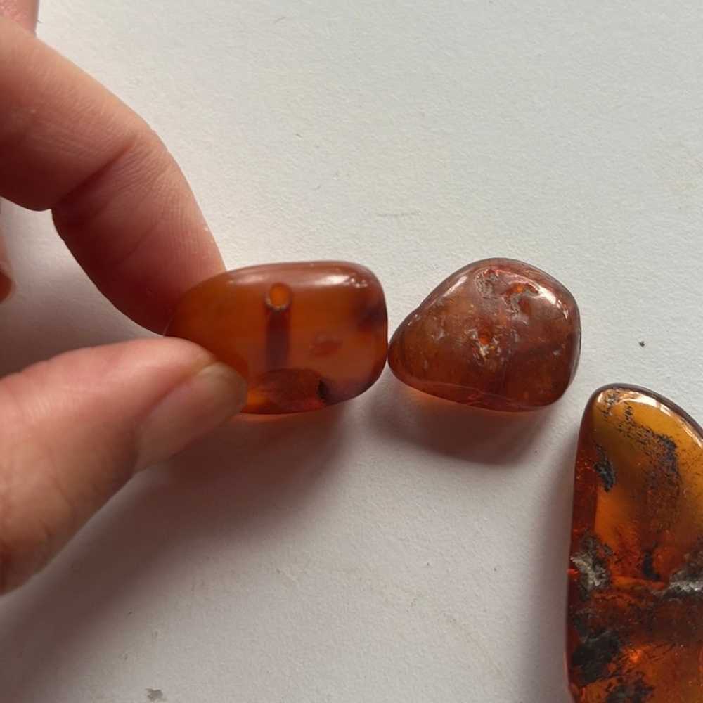 Three authentic Baltic amber beads chunky pendant - image 4