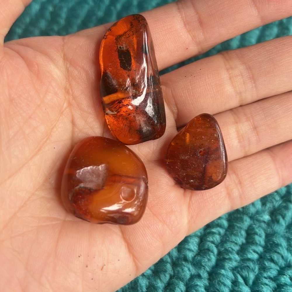 Three authentic Baltic amber beads chunky pendant - image 6