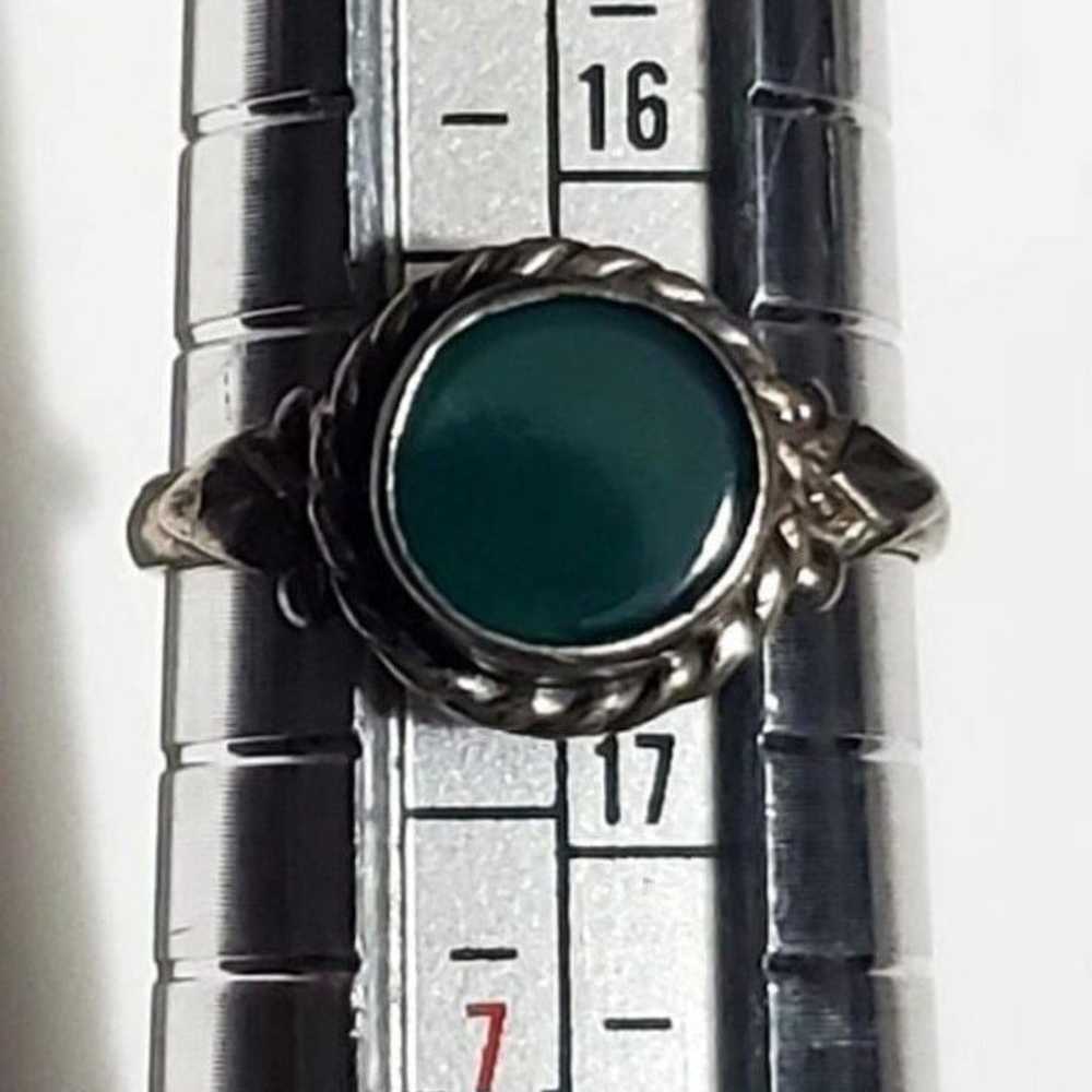 Dark Green Jade Sterling Silver Ring - image 3