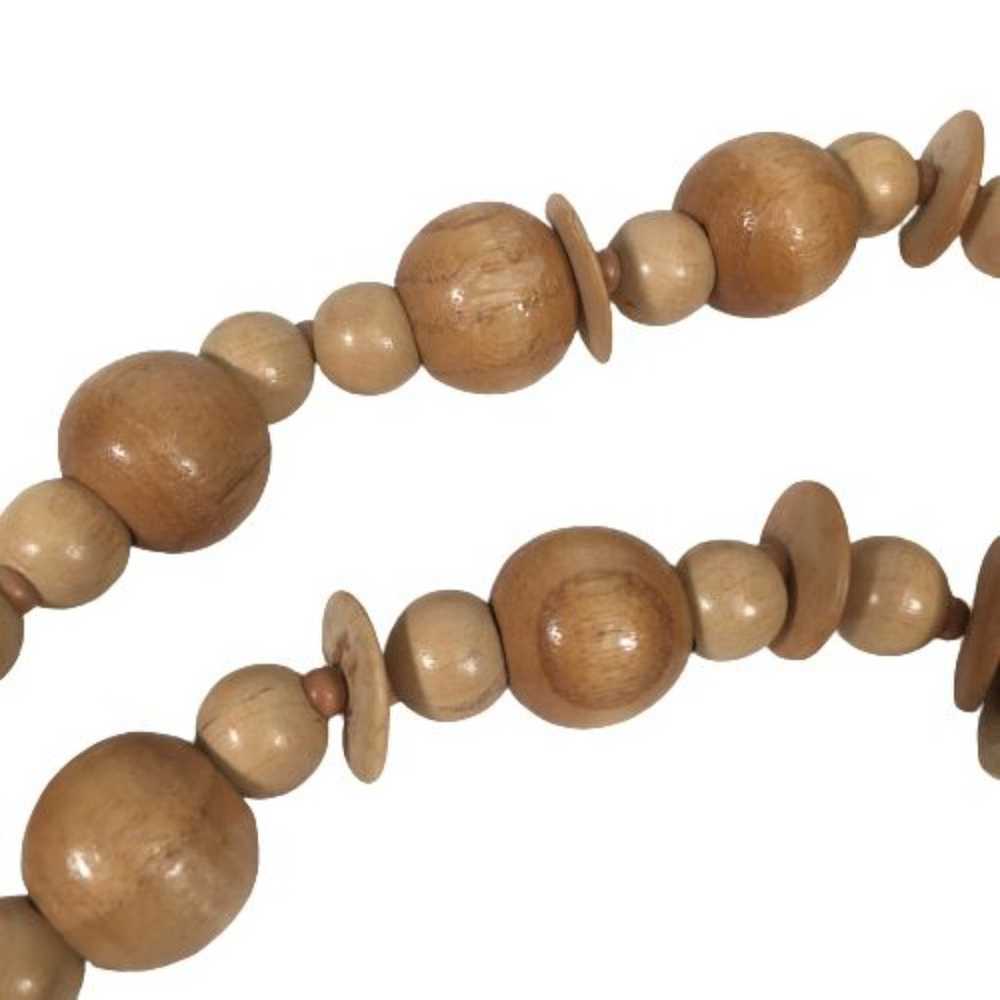 Coconut Shell Wood Bead Bone Necklace 26" Handmad… - image 4