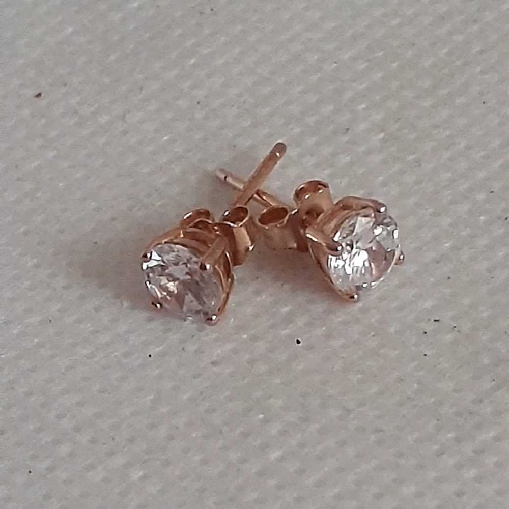 Vintage Sterling silver rose gold plated Cubic Zi… - image 3