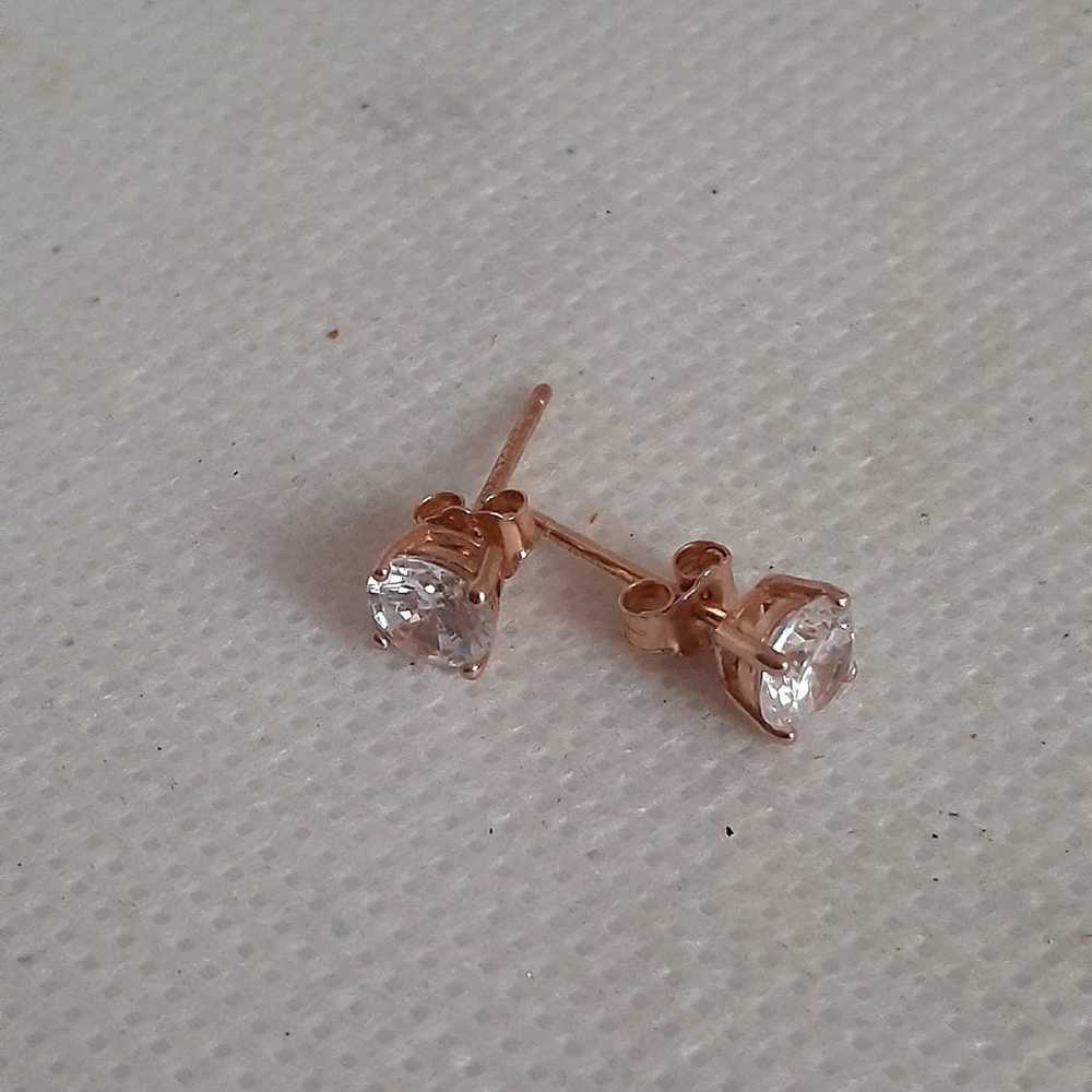 Vintage Sterling silver rose gold plated Cubic Zi… - image 4