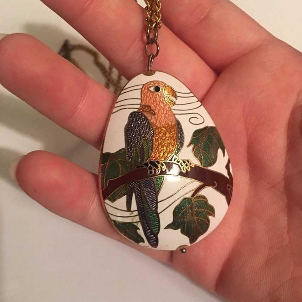 Women's Vintage Costume Necklace Parrot Bird Cloi… - image 11