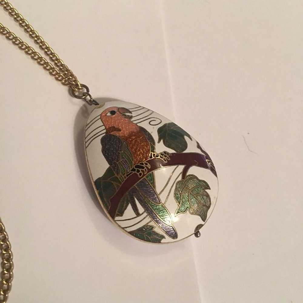 Women's Vintage Costume Necklace Parrot Bird Cloi… - image 4