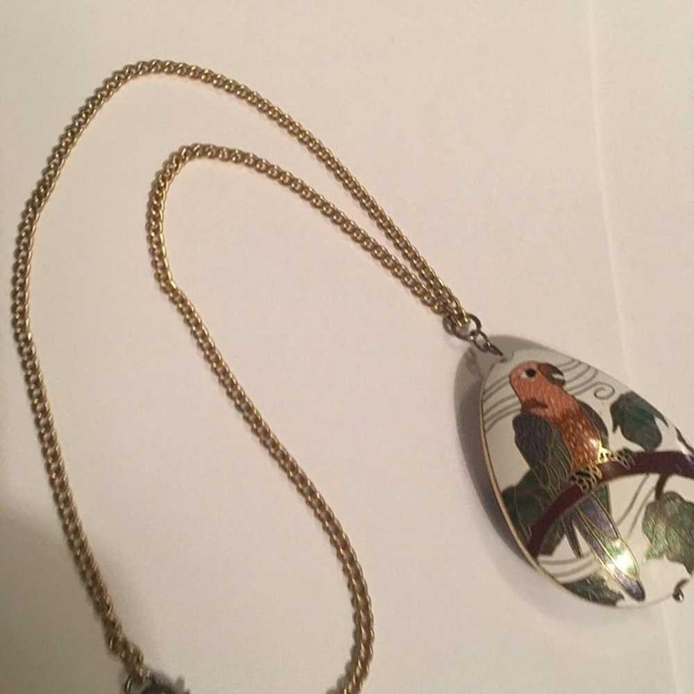 Women's Vintage Costume Necklace Parrot Bird Cloi… - image 6