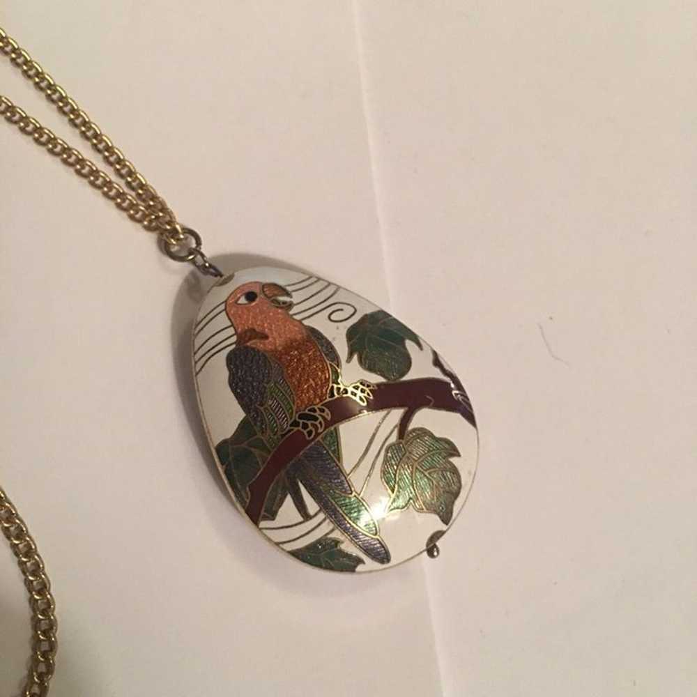 Women's Vintage Costume Necklace Parrot Bird Cloi… - image 8