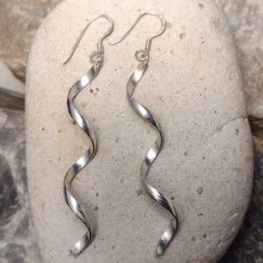 Vintage Sterling Silver Swirl Dangle Earrings