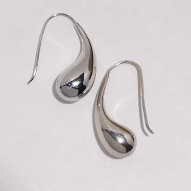 Vintage Sterling Silver Teardrop Modernist Dangle… - image 1