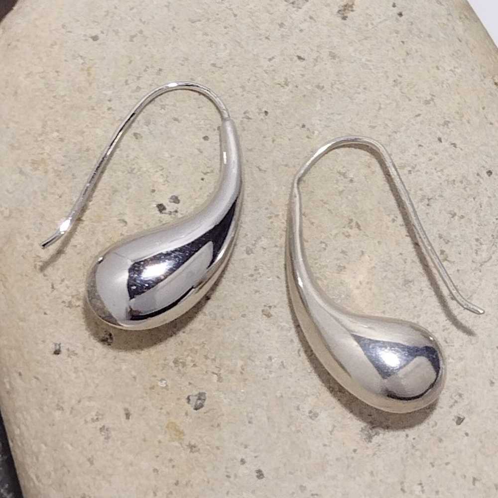 Vintage Sterling Silver Teardrop Modernist Dangle… - image 2