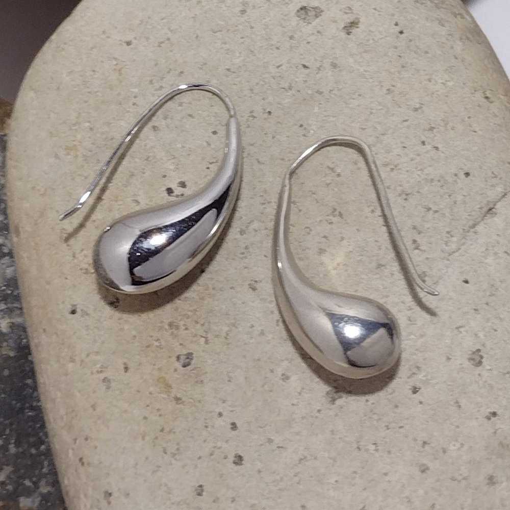 Vintage Sterling Silver Teardrop Modernist Dangle… - image 5