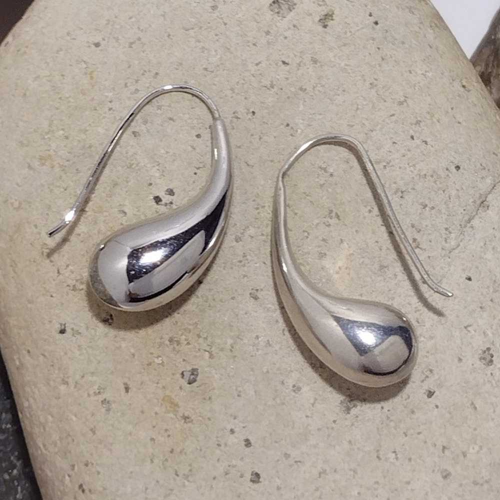 Vintage Sterling Silver Teardrop Modernist Dangle… - image 7