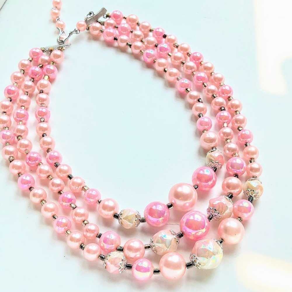 Vintage Iridescent Japan Pink Choker Nec - image 1