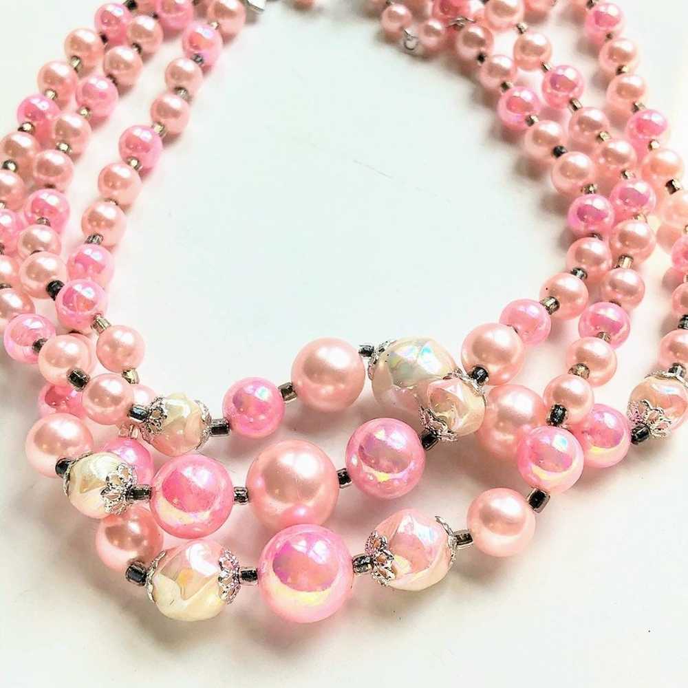 Vintage Iridescent Japan Pink Choker Nec - image 8