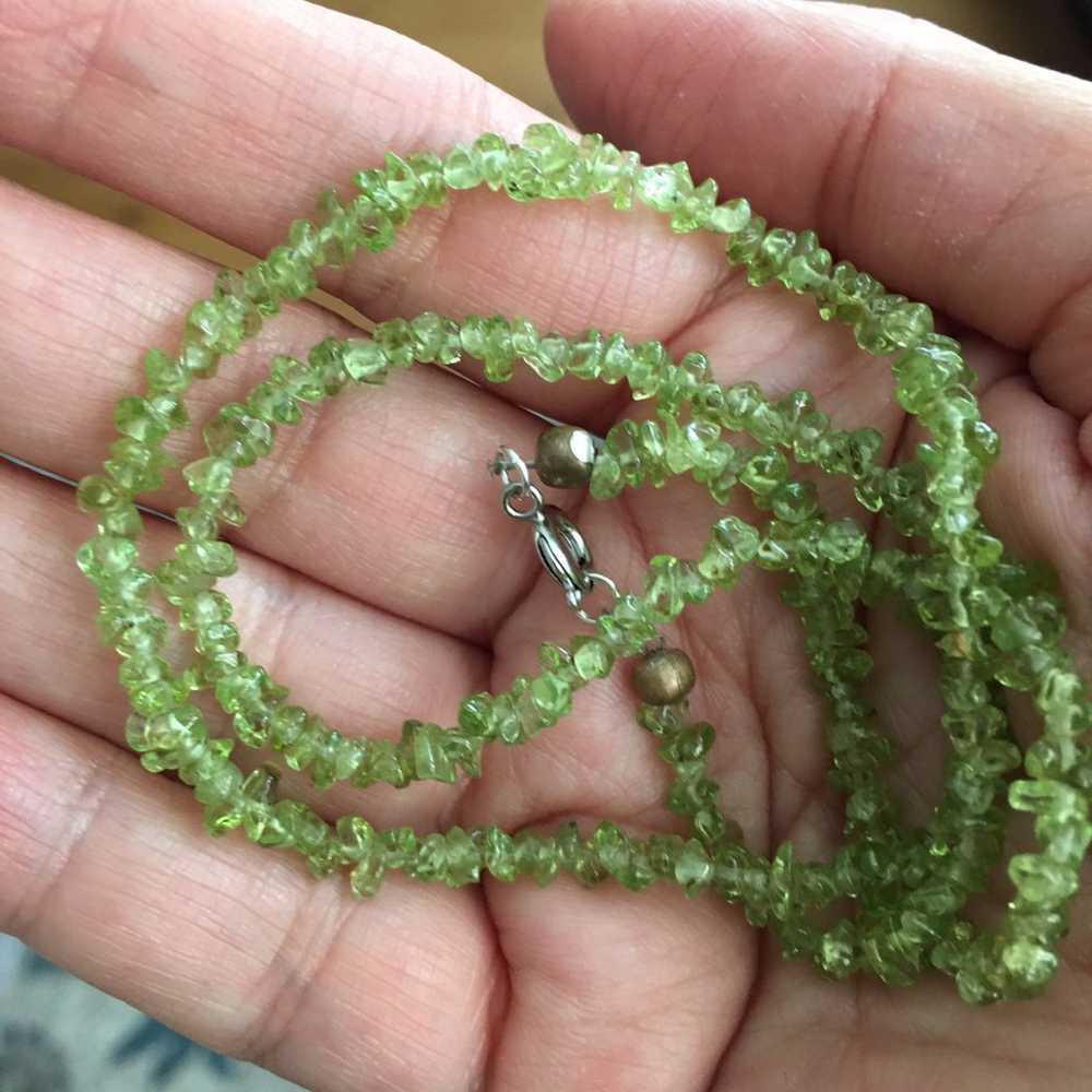 Natural peridot polished chip necklace - image 4