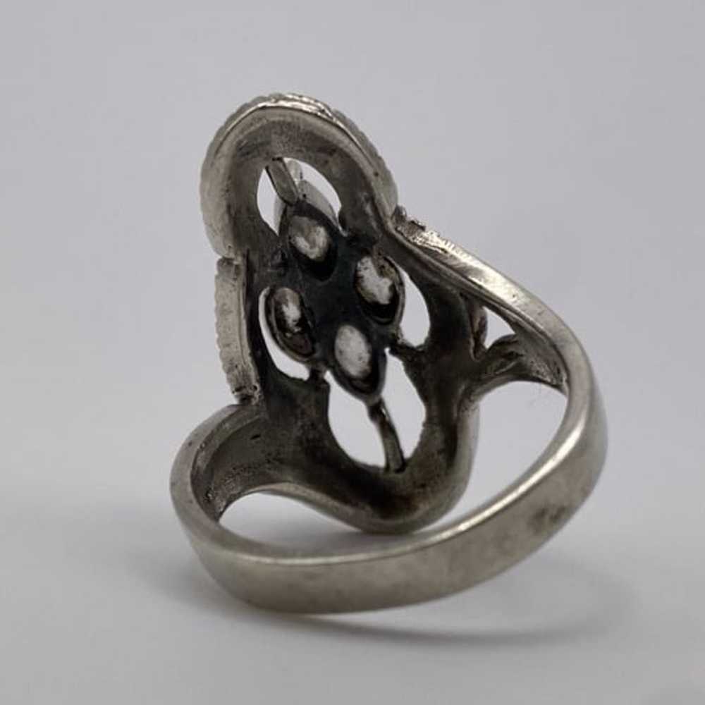 Sterling Silver Marcasite Gemstone Ring - image 4