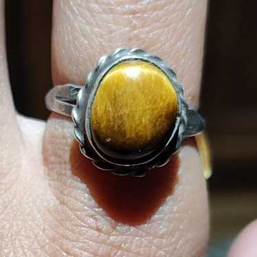 Vintage Handmade  Sterling Silver Tigers Eye Ring - image 1