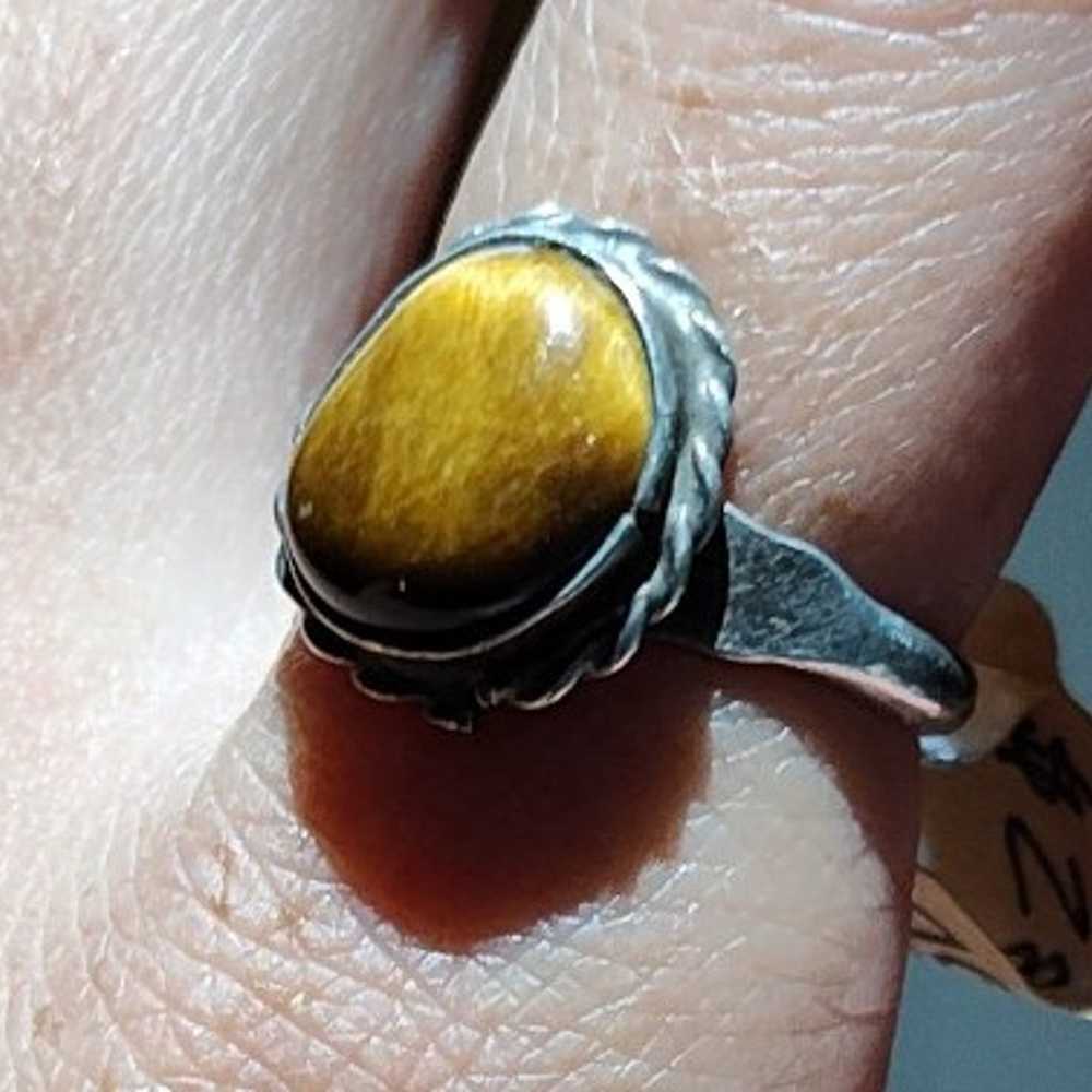 Vintage Handmade  Sterling Silver Tigers Eye Ring - image 2