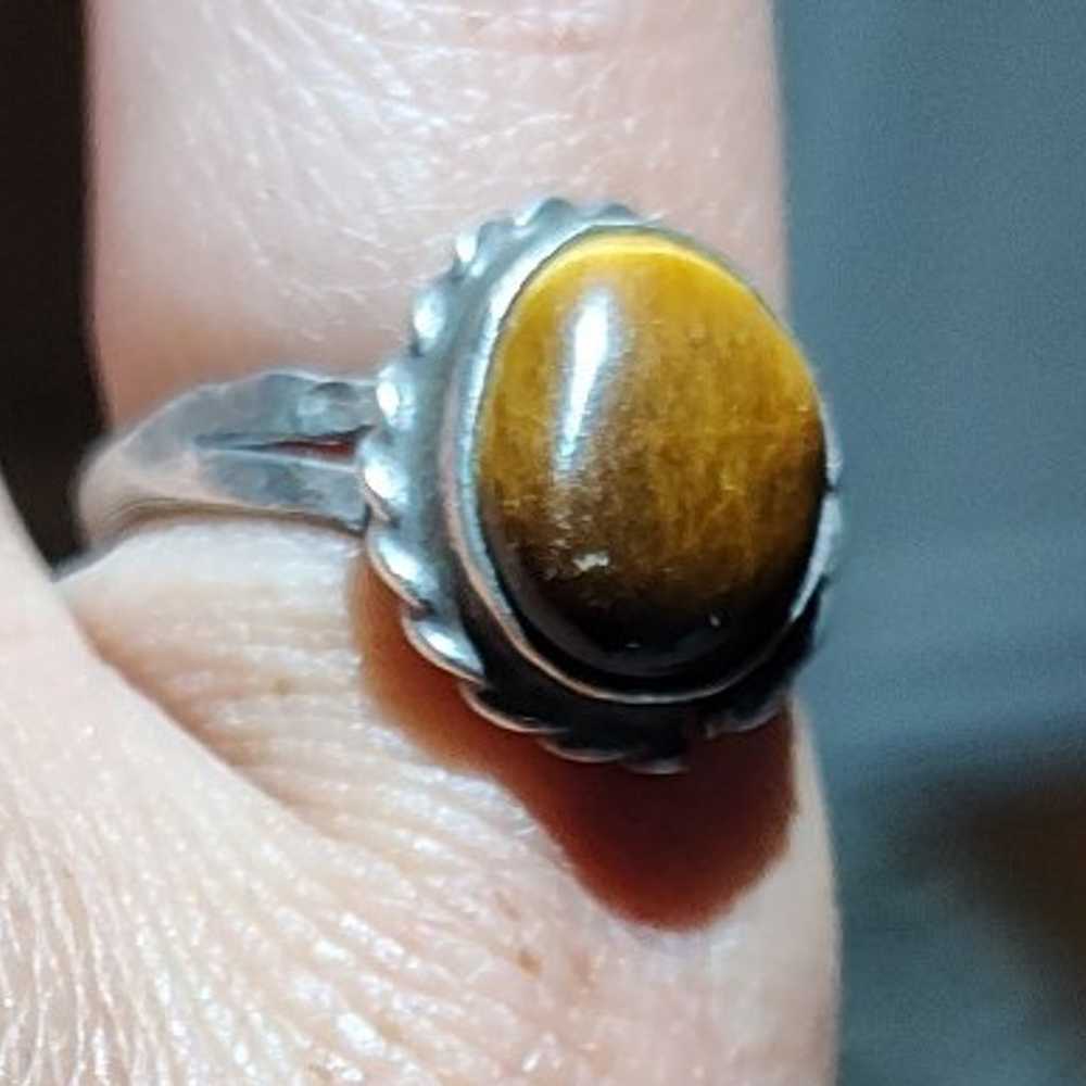 Vintage Handmade  Sterling Silver Tigers Eye Ring - image 3