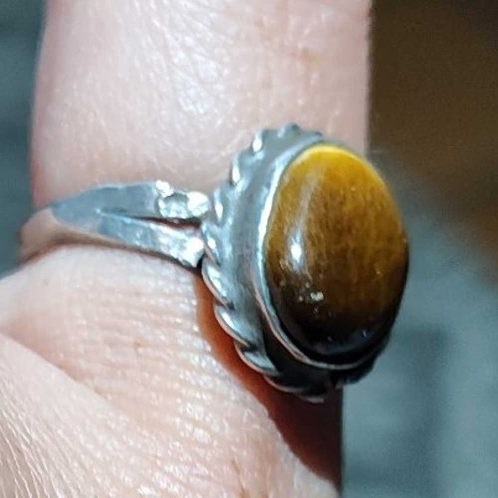 Vintage Handmade  Sterling Silver Tigers Eye Ring - image 4