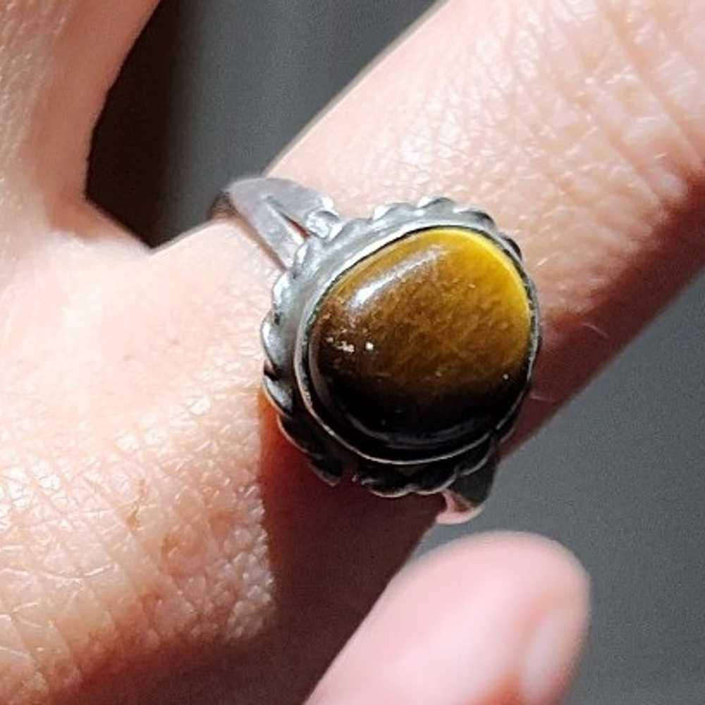 Vintage Handmade  Sterling Silver Tigers Eye Ring - image 5