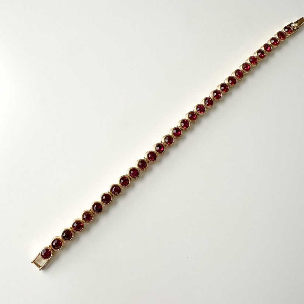 Vintage Dorlan 60’s Gold Tone Garnet Stone Bracel… - image 5