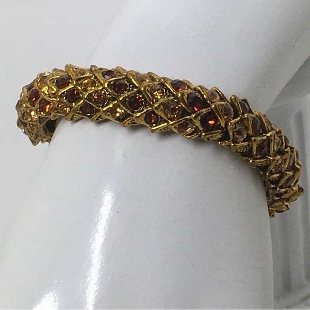 Vintage Gold Crystal Encrusted Snake Bracelet, Am… - image 2