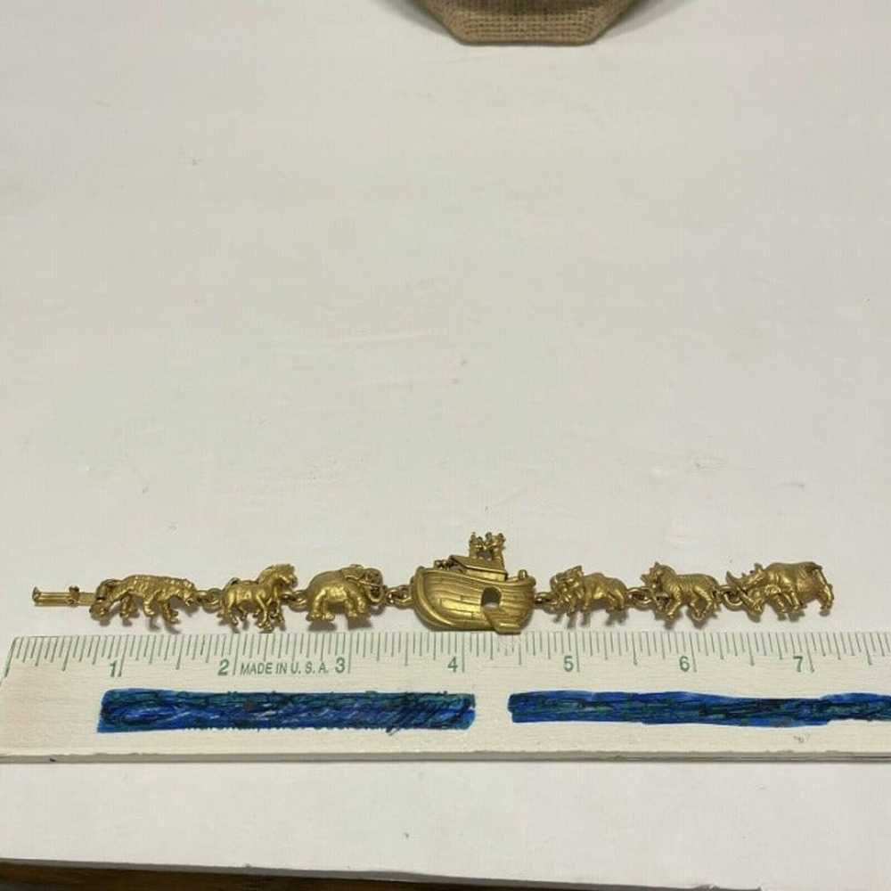 Vintage AJC Noah's Ark Link Bracelet Gold Tone Me… - image 4