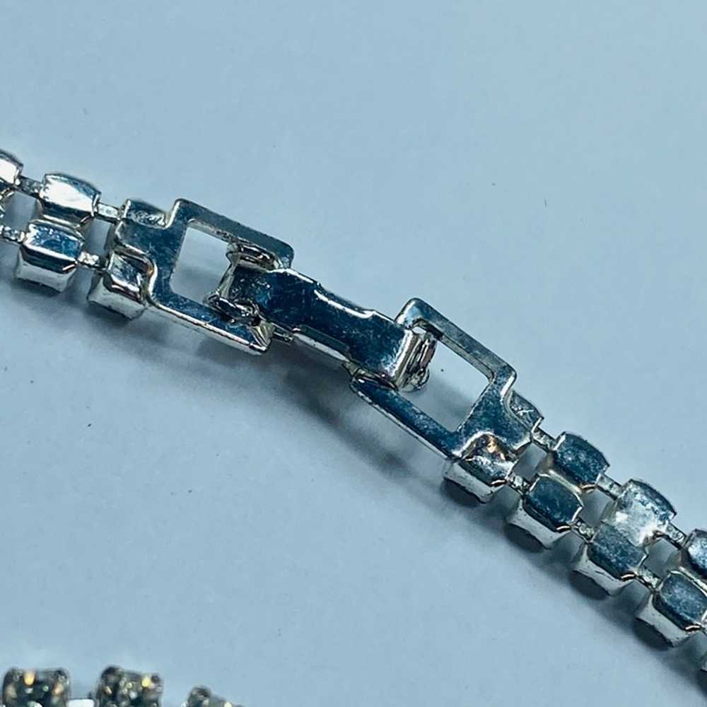 Vintage Rhinestone Chain Bracelet Womens Clear Fa… - image 10