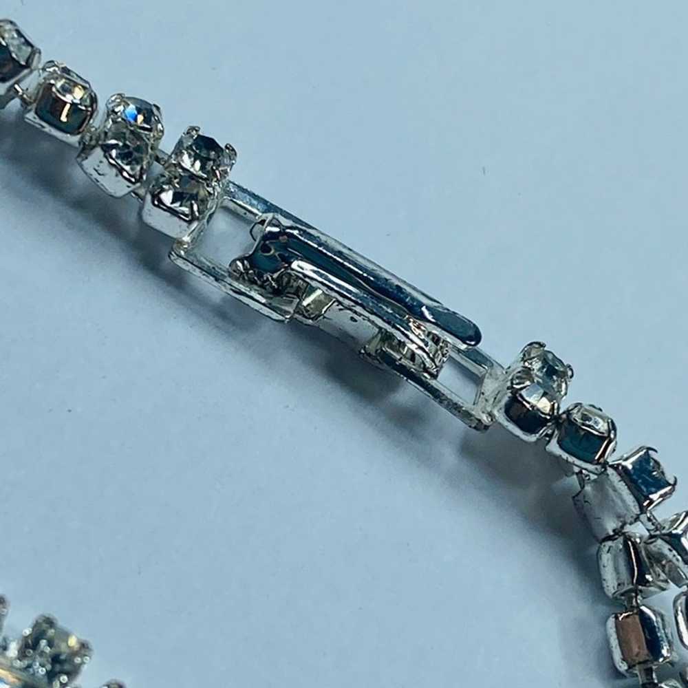 Vintage Rhinestone Chain Bracelet Womens Clear Fa… - image 9