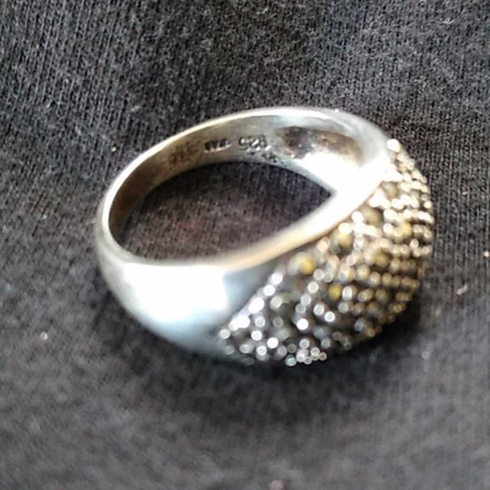 Vintage Silver Ring w Facetted Genuine Marcasite … - image 4