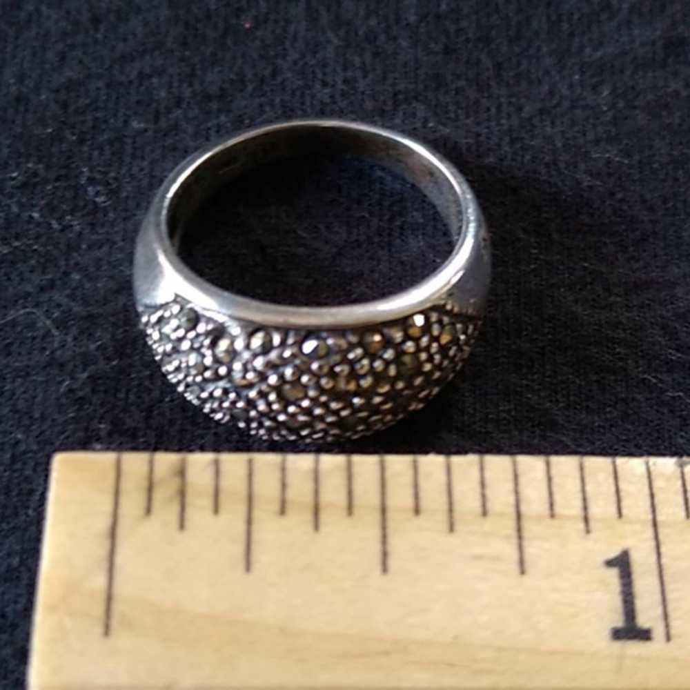 Vintage Silver Ring w Facetted Genuine Marcasite … - image 5