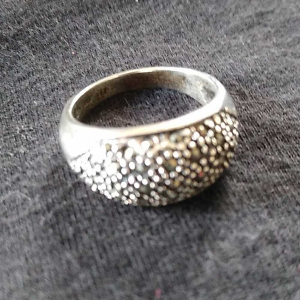 Vintage Silver Ring w Facetted Genuine Marcasite … - image 6