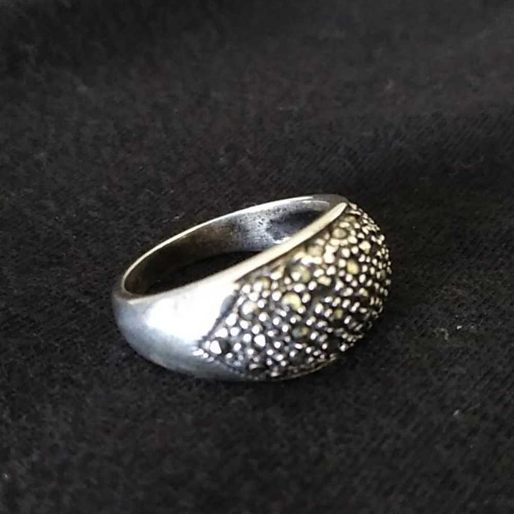 Vintage Silver Ring w Facetted Genuine Marcasite … - image 9