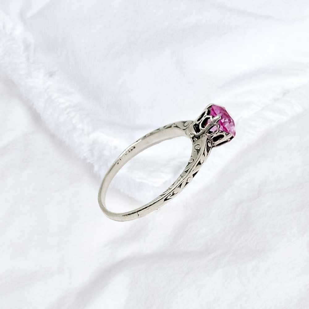 Sterling Silver Ring with Created Pink Sapphire - image 6