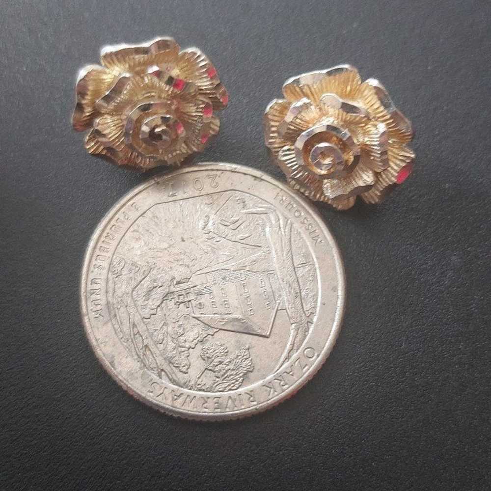 Designer signed sterling silver rose flower studs - image 7