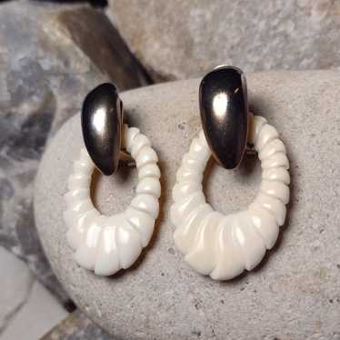 Vintage Carved Bovine Bone Earrings outlets