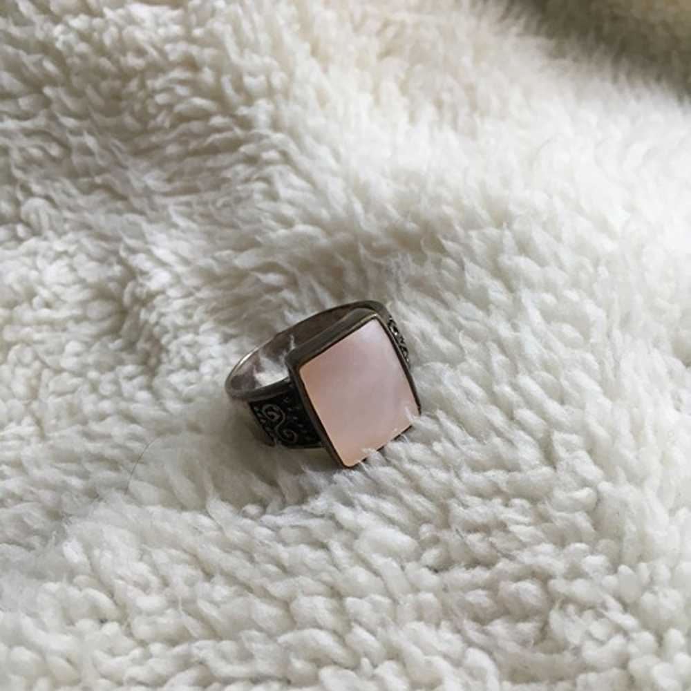 Sterling Silver Ring w/ Pretty Pastel Pink Rectan… - image 9