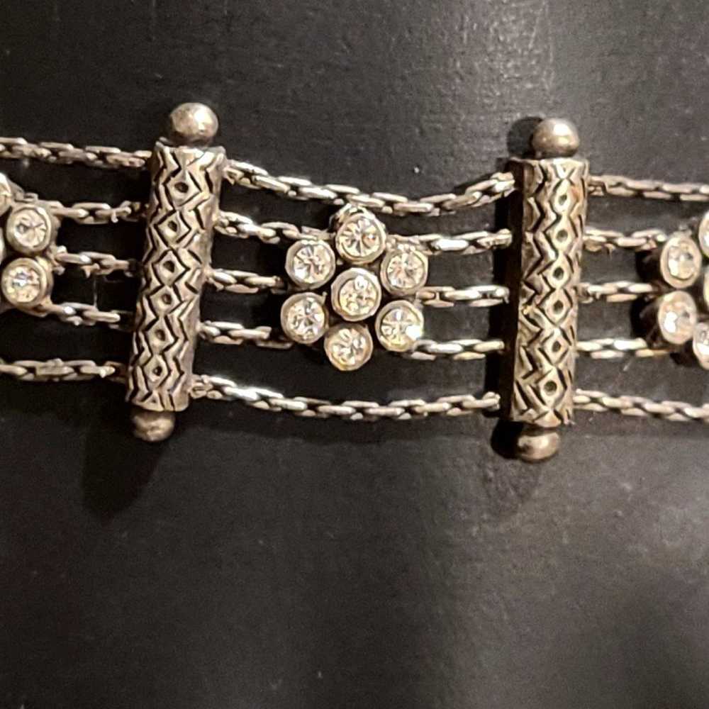 Vintage floral rhinestone bracelet - image 2